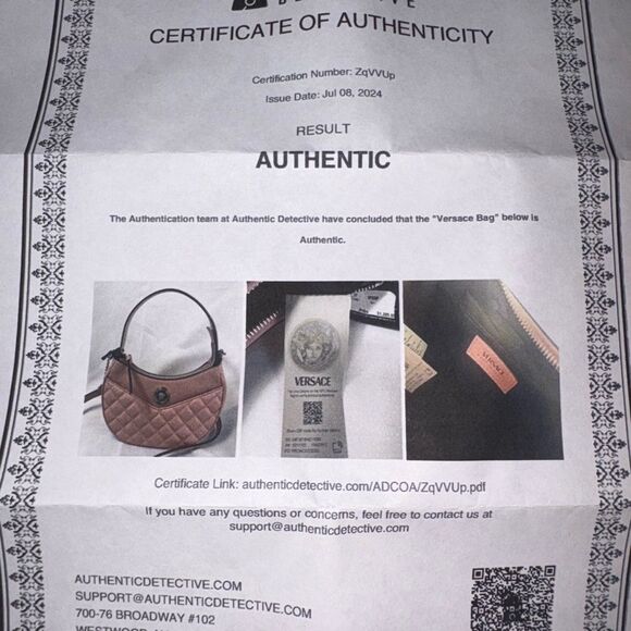 Brand new Versace shoulder bag / crossbody Pink Quilted Women's Bag with cert - Picture 8 of 9